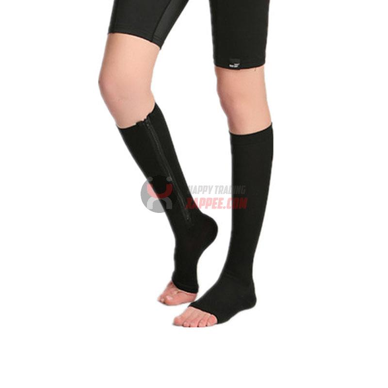 Compression Socks New Compression Zip Sox Socks Stretchy Zipper Leg Support Unisex Open Toe Knee Stockings 2 Pairs